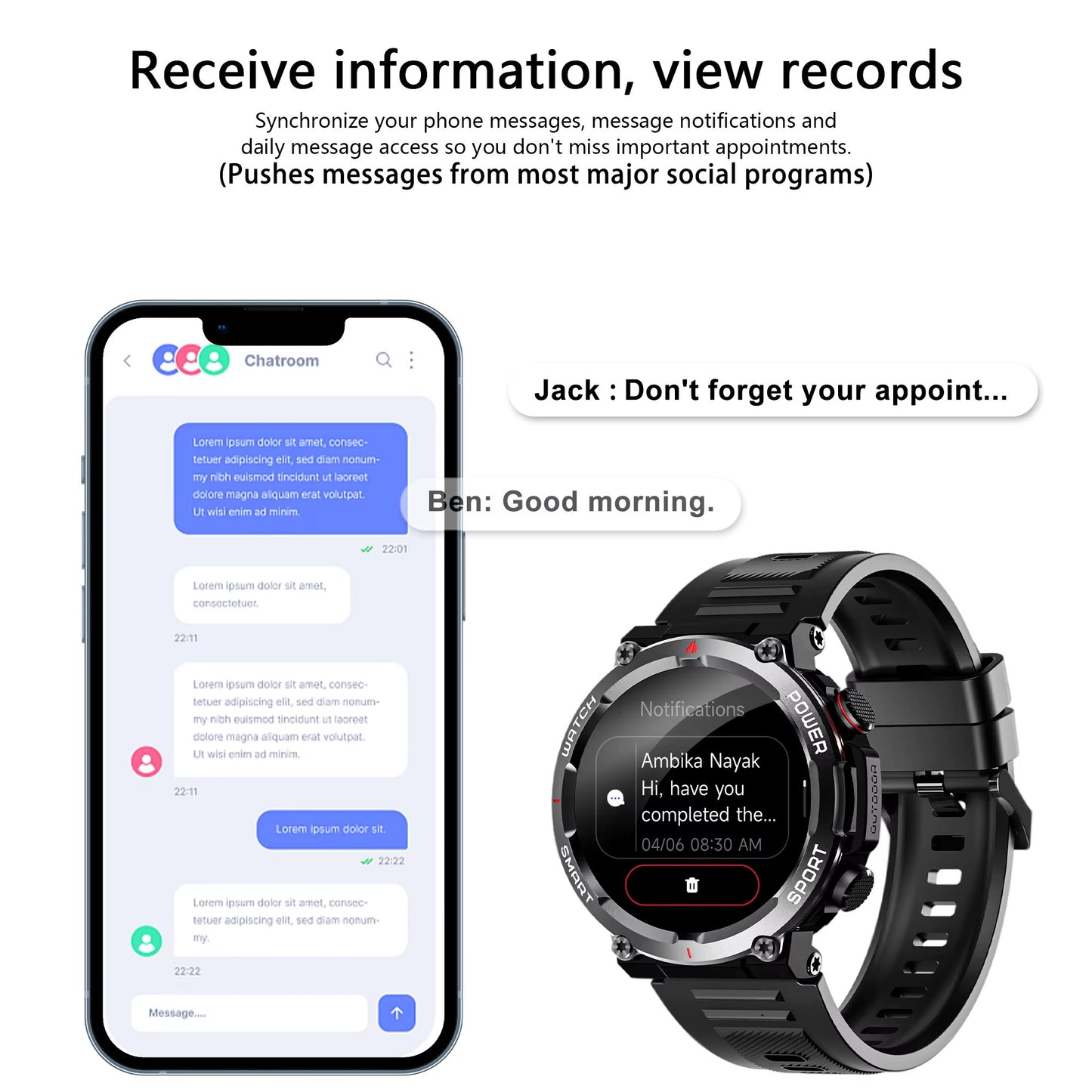 Black View W50 Sports Watch Water Proof