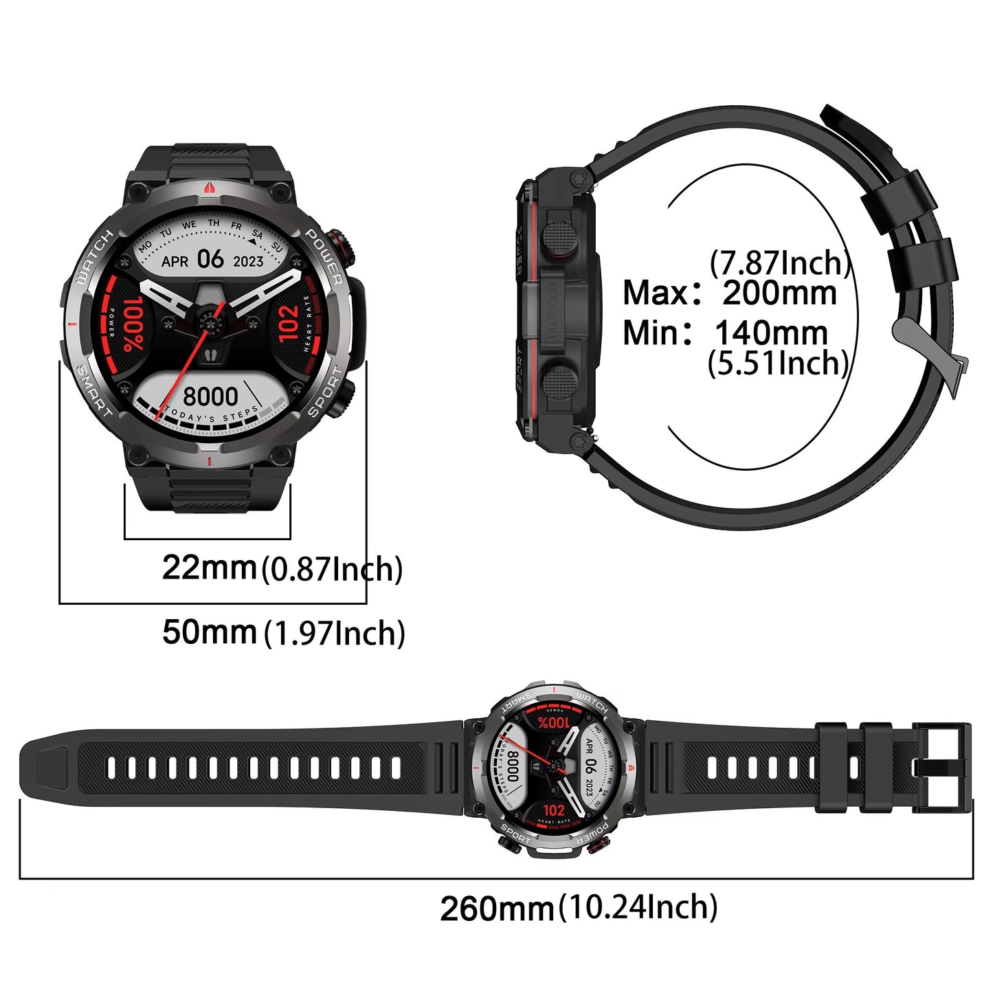 Black View W50 Sports Watch Water Proof